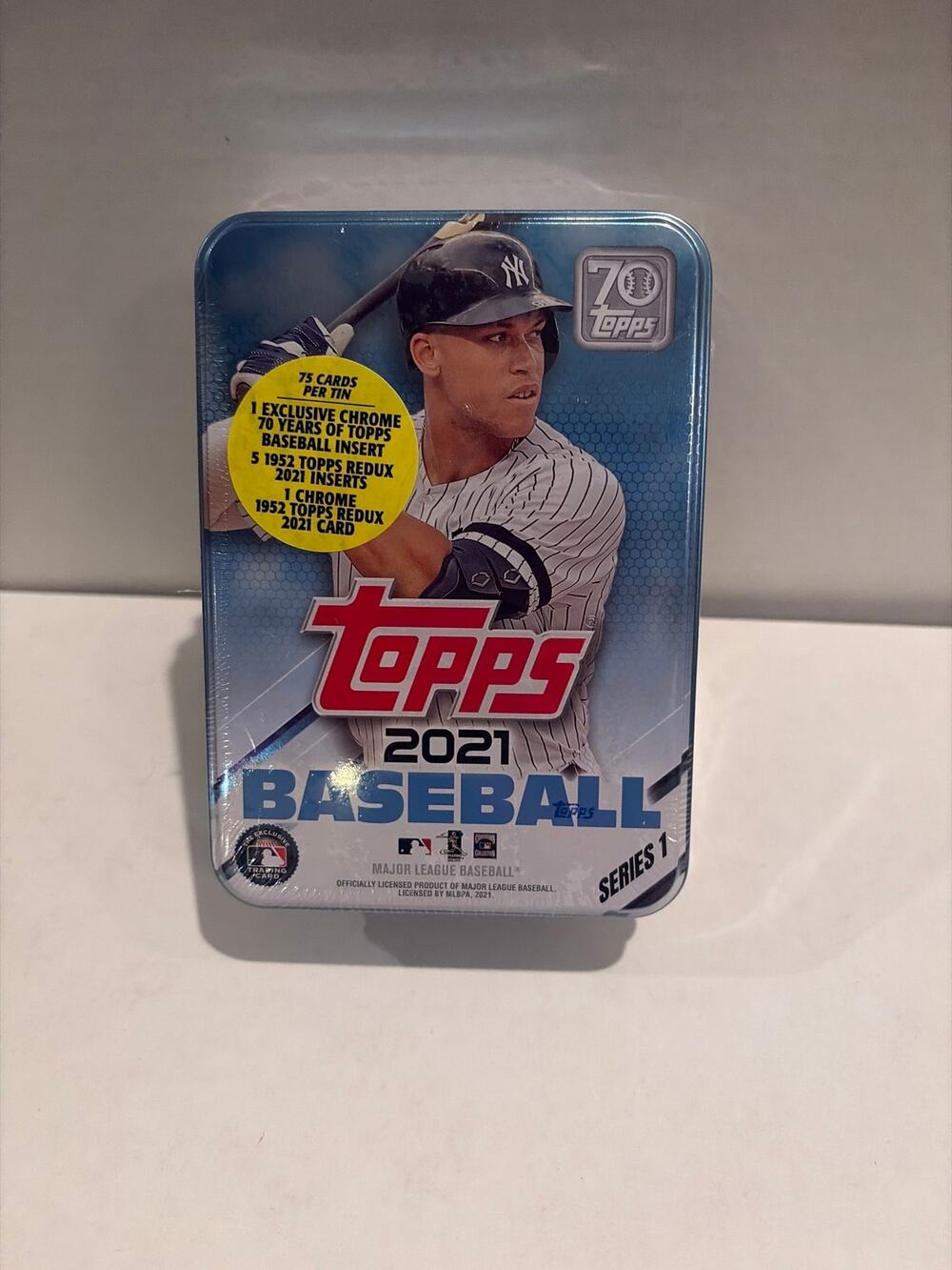 The 2021 Topps Series 1 Baseball Collectible Tin (featuring Aaron Judge)